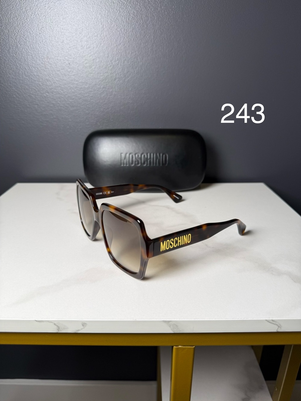 Moschino Tortoiseshell Sunglasses with Gold Logo